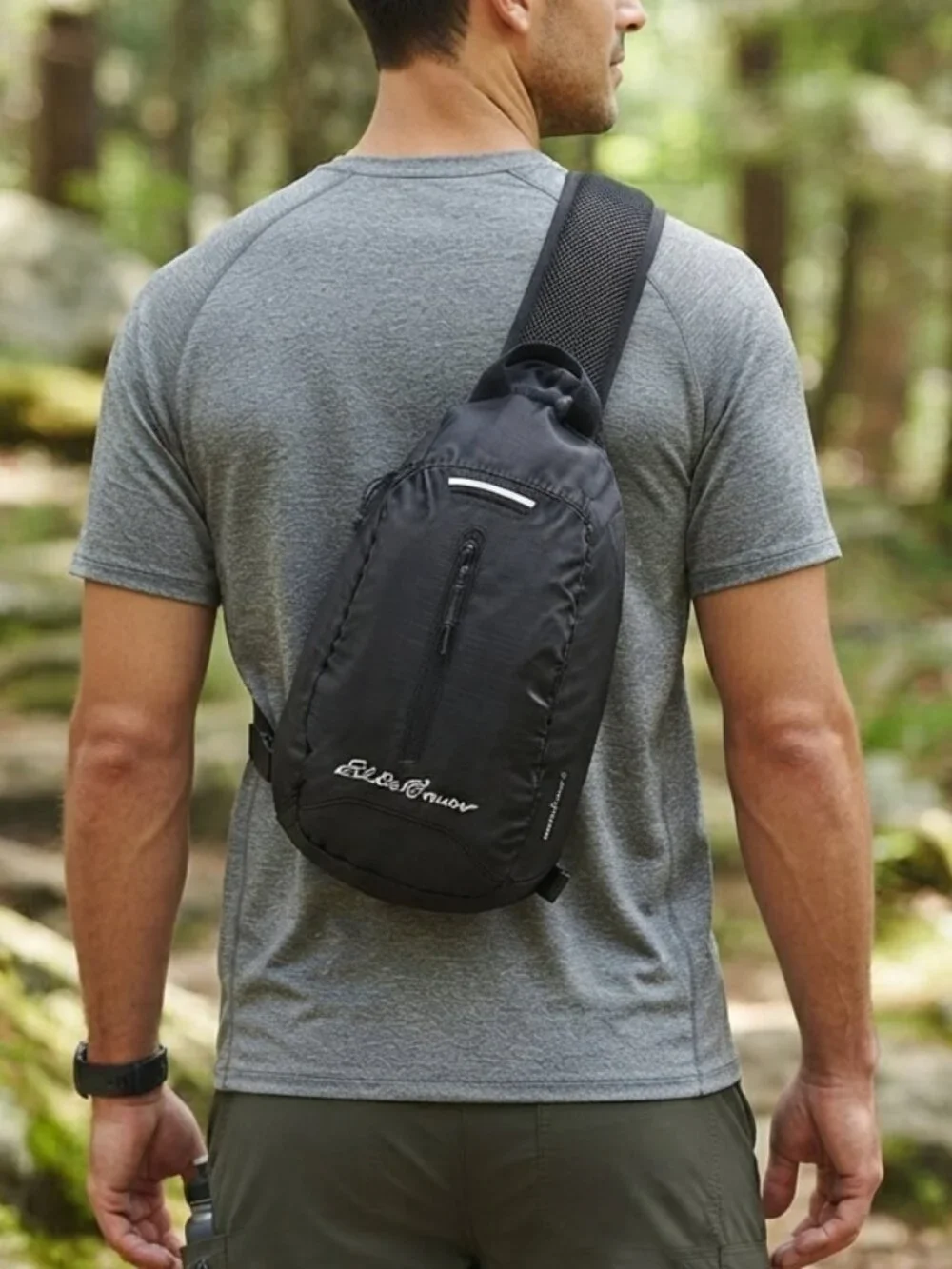 Eddie Bauer Stowaway 10L Onyx Black Packable Sling Backpack Crossbody Daypack